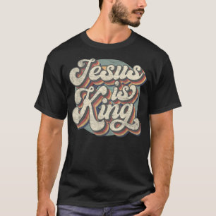 Retro Jesus ist König Christliche Bibel Religiöse T-Shirt