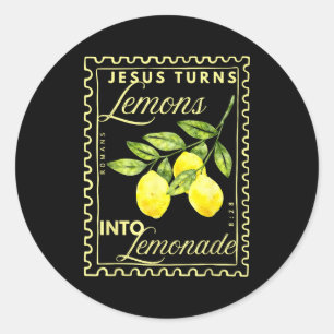 Retro Jesus macht aus Zitronen Limonade Runder Aufkleber