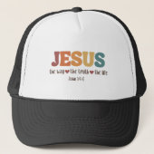 Retro Jesus Trucker Hat Truckerkappe (Vorderseite)