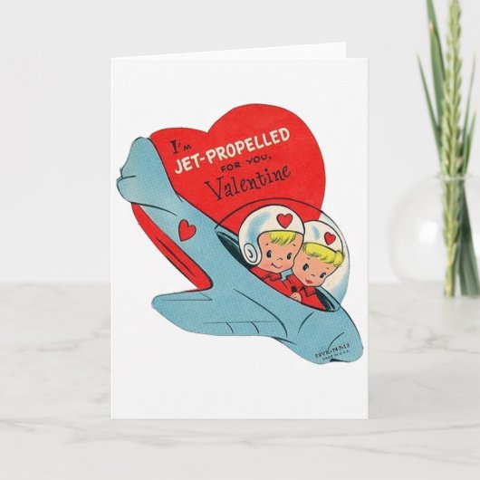 Retro-Jet-Pilot-Valentinstag-Karte Feiertagskarte (Vorderseite)