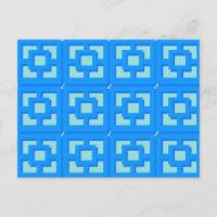 Retro Jet Set Blue Trellis Postkarte