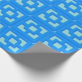 Retro Jet Set Blue Trellis Wrapping Paper Geschenkpapier (Ecke)