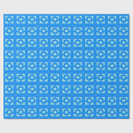 Retro Jet Set Blue Trellis Wrapping Paper Geschenkpapier (Flach)