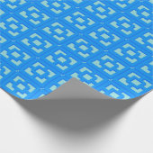Retro Jet Set Blue Trellis Wrapping Paper Geschenkpapier (Ecke)