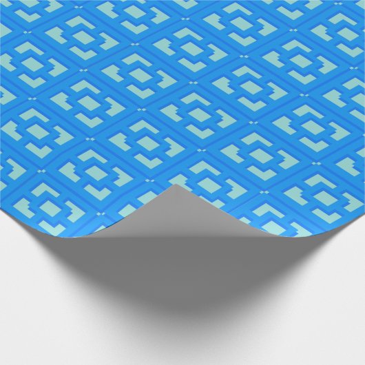 Retro Jet Set Blue Trellis Wrapping Paper Geschenkpapier (Ecke)