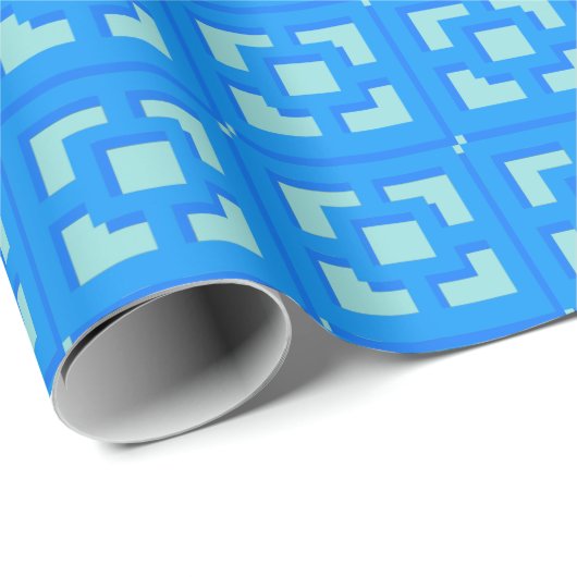 Retro Jet Set Blue Trellis Wrapping Paper Geschenkpapier (Rolleneckpunkt)