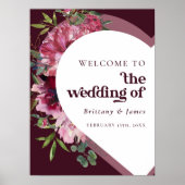 Retro Jewel Ton Herzromantische Hochzeit Willkomme Poster (Vorne)