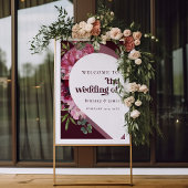 Retro Jewel Ton Herzromantische Hochzeit Willkomme Poster