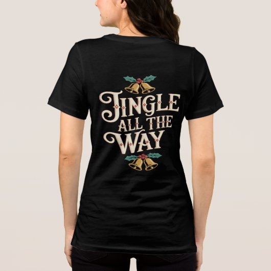 Retro Jingle All The Way Festive Bells and Holly Tri-Blend Shirt (Rückseite)