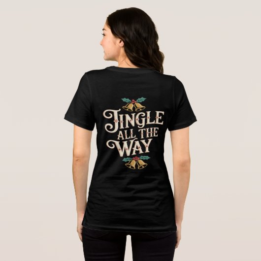 Retro Jingle All The Way Festive Bells and Holly Tri-Blend Shirt (Rückseite voll)