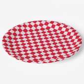 Retro Jingle And Mingle Christmas Checkerboard Red Pappteller (Schrägansicht)