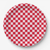 Retro Jingle And Mingle Christmas Checkerboard Red Pappteller (Vorderseite)
