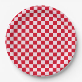 Retro Jingle And Mingle Christmas Checkerboard Red Pappteller