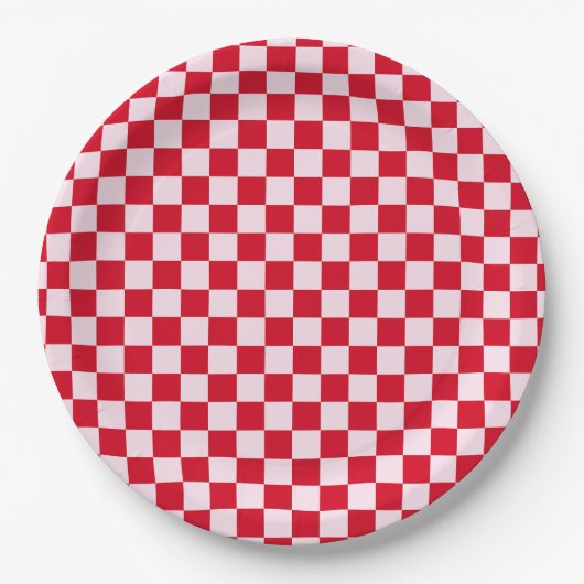 Retro Jingle And Mingle Christmas Checkerboard Red Pappteller (Vorderseite)