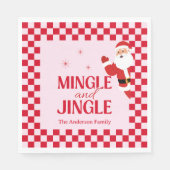 Retro Jingle And Mingle Christmas Checkerboard Red Serviette (Vorderseite)