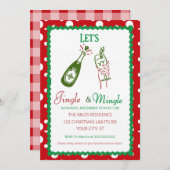 Retro Jingle and Mingle Holiday Cocktail Party Einladung (Vorne/Hinten)