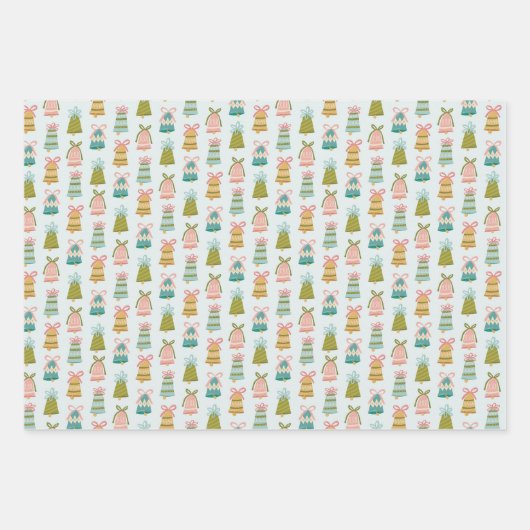 Retro Jingle Bells Christmas Wrapping Paper Set Geschenkpapier Set (Vorderseite)