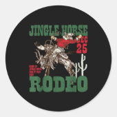 Retro Jingle Horse Rodeo Christmas Funny Western C Runder Aufkleber (Vorderseite)