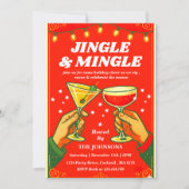 Retro Jingle & Mingle Christmas Cocktail Party Einladung (Vorderseite)