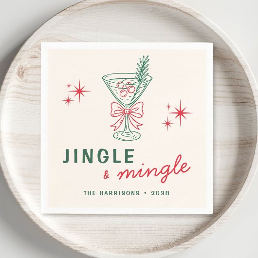 Retro Jingle Mingle Weihnachtsfeier Serviette