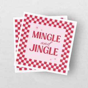 Retro-Jingle-und-Mingle-Weihnachts-Schachbrett Rot Serviette
