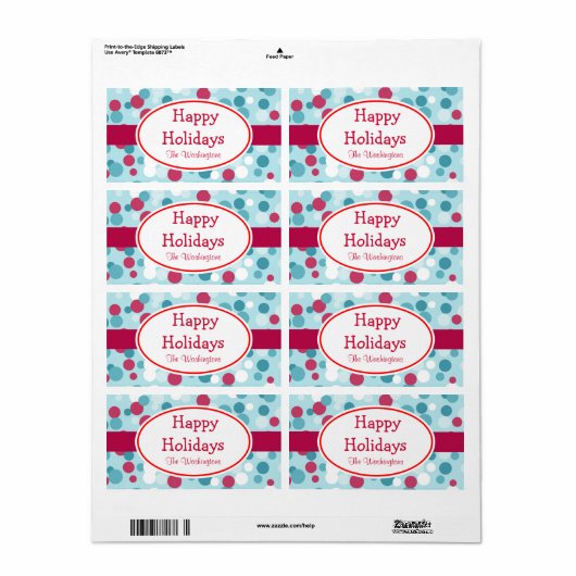 Retro Jolly Christmas Dots Labels (Vorne)