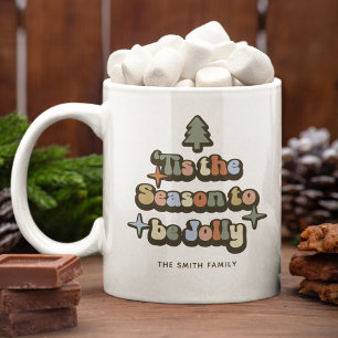 Retro Jolly Christmas Familienname Kaffeetasse