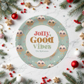 Retro "Jolly Good Vibes" Weihnachts-Party Pappteller