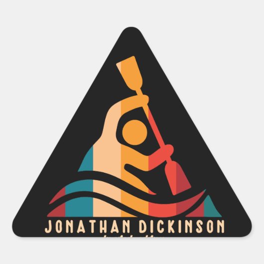 Retro Jonathan Dickinson Kayaking Dreieckiger Aufkleber (Vorderseite)