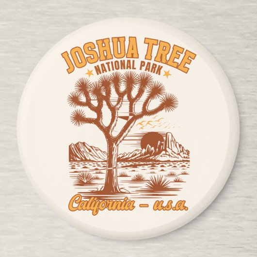 Retro Joshua Tree Illustration in Ochre Red Magnet