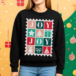 Retro Joy Christmas Postage Stamp Sweatshirt