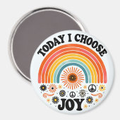 Retro Joyful Rainbow Peace Magnet "Choose Joy" (Vorderseite/Rückseite)