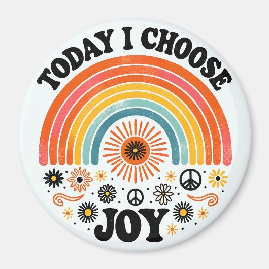 Retro Joyful Rainbow Peace Magnet "Choose Joy" (Vorne)