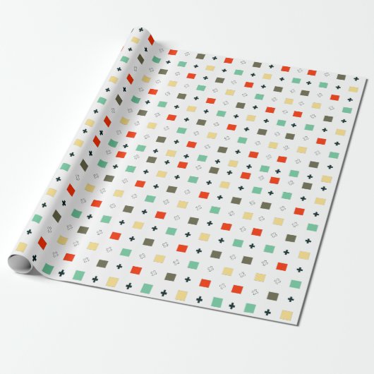Retro Joyful Squares : Feierliche Muster Geschenkpapier (Ungerollt)