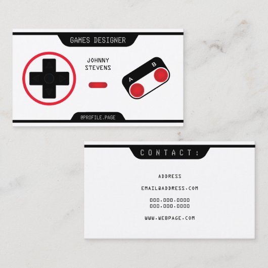 Retro-Joypad-Controller sieht weiß aus Visitenkarte (Vorne/Hinten)