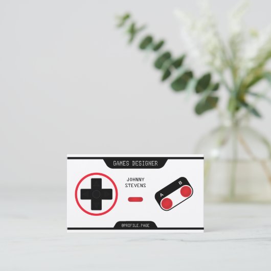 Retro-Joypad-Controller sieht weiß aus Visitenkarte (Stehend Vorderseite)