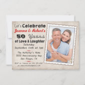 Retro-Jubiläum-Party Einladung mit Foto (Vorderseite)