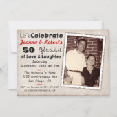 Retro-Jubiläum-Party Einladung mit Foto (Vorderseite)