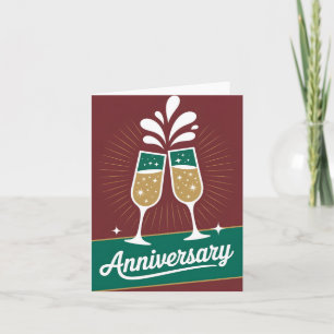 Retro-Jubiläums-Grafik mit funkelndem Champagner Feiertagskarte