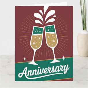 Retro-Jubiläums-Grafik mit funkelndem Champagner Karte