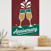 Retro-Jubiläums-Grafik mit funkelndem Champagner Poster (Küche)