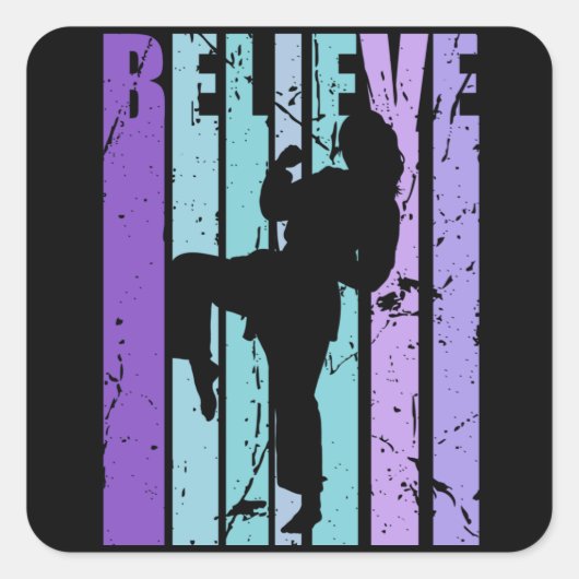 Retro Judo Karate Kampfkünste Frauen Kinder Mädche Quadratischer Aufkleber (Vorderseite)