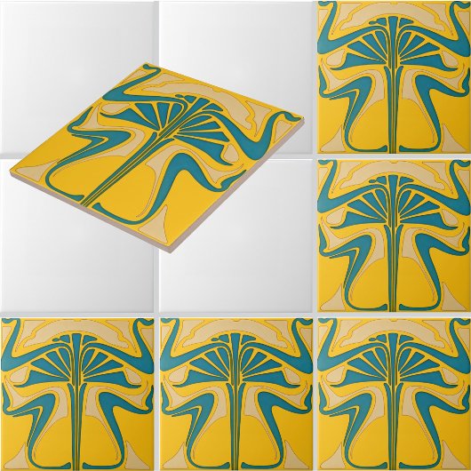 Retro-Jugendstil-Blumenornament Fries Muster Fliese