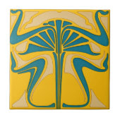 Retro-Jugendstil-Blumenornament Fries Muster Fliese (Vorderseite)