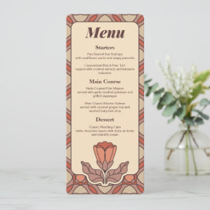 Retro-Jugendstil-Hochzeitsmenükarte Menükarte