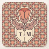 Retro-Jugendstil-Monogramm-Hochzeitsuntersetzer Rechteckiger Pappuntersetzer (Vorderseite)