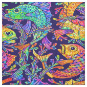 Retro-Jugendstil-Muster mit Fischen und Seetang Stoff (Muster)