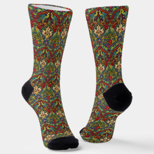 Retro-Jugendstil-Pfauen und Vögel von Walter Crane Socken