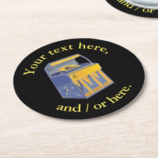 Retro Jukebox Runder Pappuntersetzer (Angewinkelt)