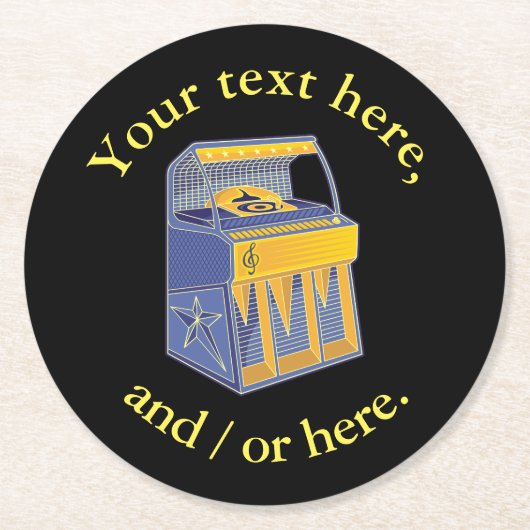 Retro Jukebox Runder Pappuntersetzer (Vorderseite)